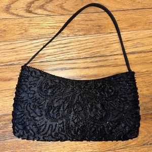 Black Beaded Clutch/Small Purse